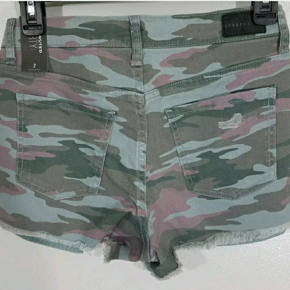 Aeropo High Waisted Camo Denim Shorty Shorts SIZE2 - Picture 4 of 5